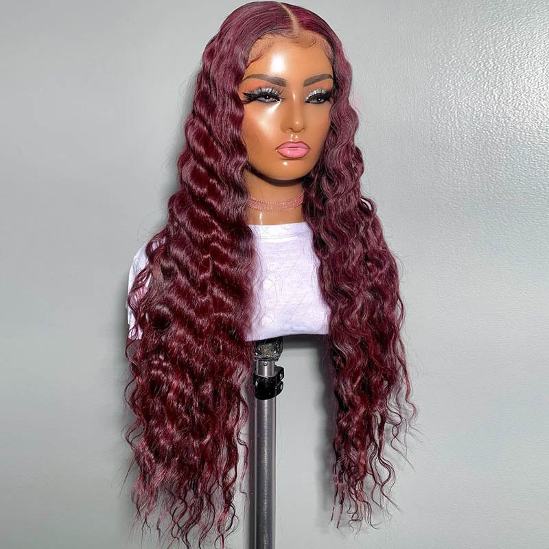 Cheap burgundy clearance lace front wigs