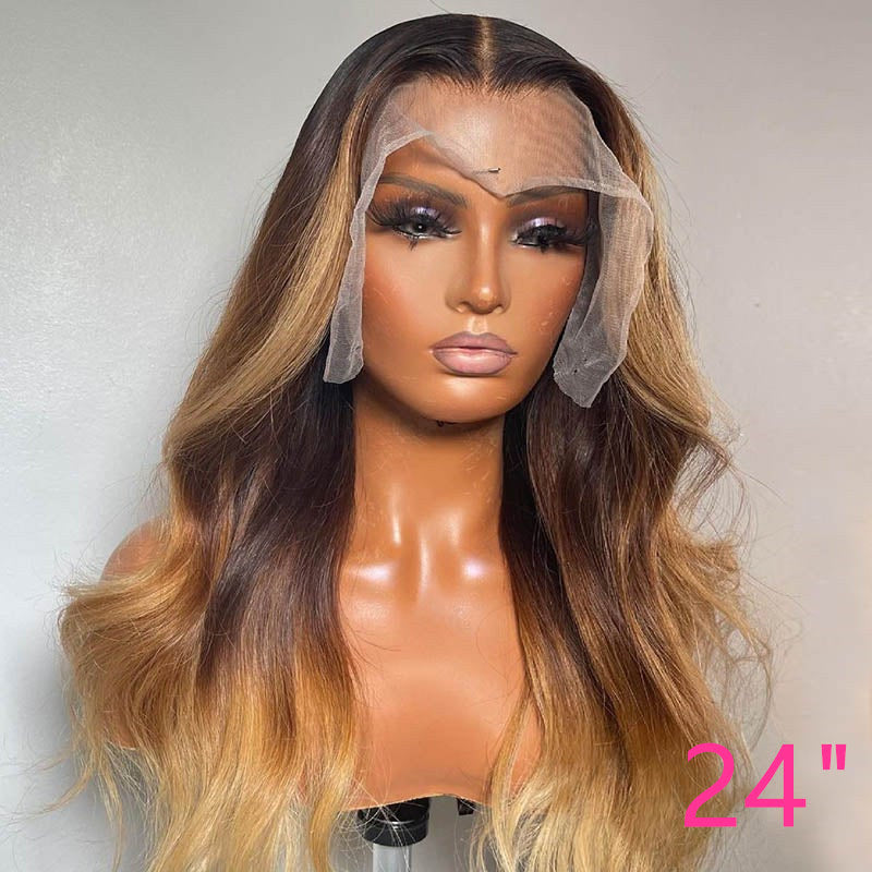 13x4 Lace Frontal Wig Ombre Color Body Wave Pre plucked Human Hair