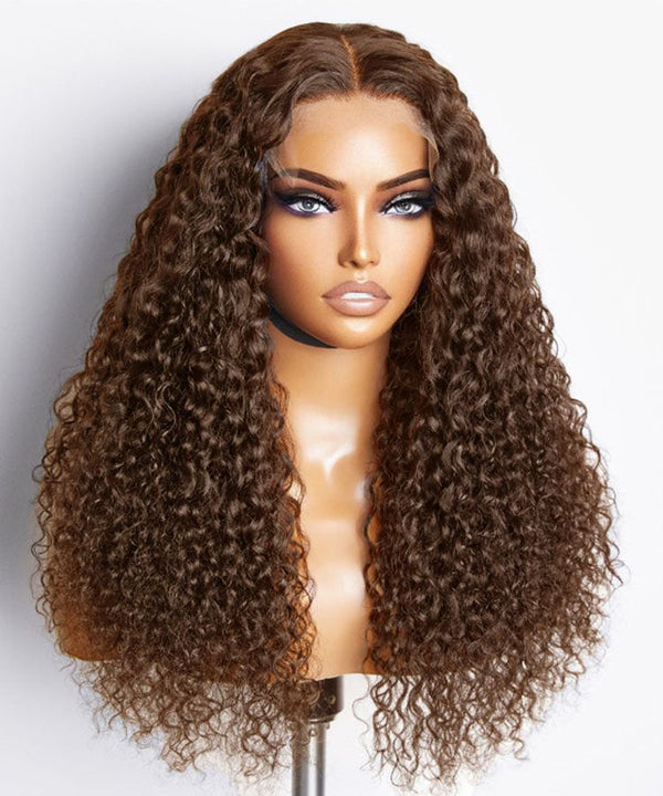 Beeos SKINLIKE Real HD Lace 5X5 Closure Wig Brown Color Kinky Curly 5*5 Ware and Go Glueless Wig ZH033