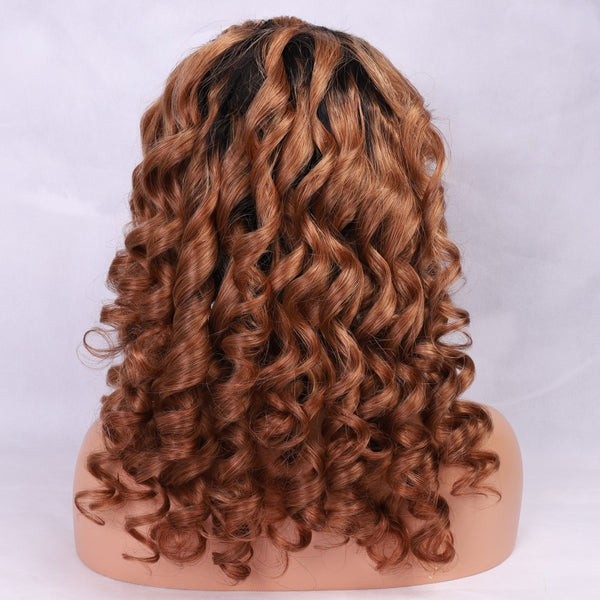 Beeos 13X6 SKINLIKE Real HD Lace 1BT30# Color Curly Full Frontal Wig Invisible Lace ZH031