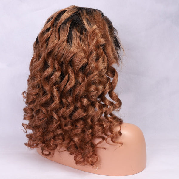 Beeos 13X6 SKINLIKE Real HD Lace 1BT30# Color Curly Full Frontal Wig Invisible Lace ZH031