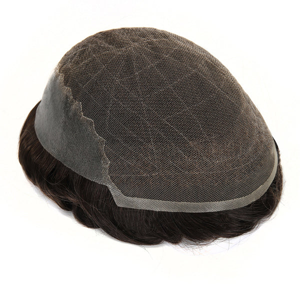 8*10 Q6 Swiss Lace Toupee 100% Human Hair Invisible Knots Natural Hairline Men's Hair Pieces TP10