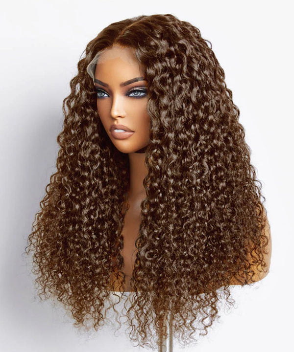 Beeos SKINLIKE Real HD Lace 5X5 Closure Wig Brown Color Kinky Curly 5*5 Ware and Go Glueless Wig ZH033