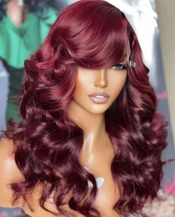 Beeos 99J Burgundy Color 9x6 Ware and Go Lace Frontal Wig Body Wave Sugar Plum Color ZH024