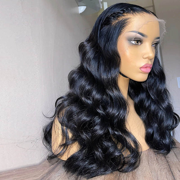 Highlight Brazilian Body Wave Lace Front Human Hair Wigs Black