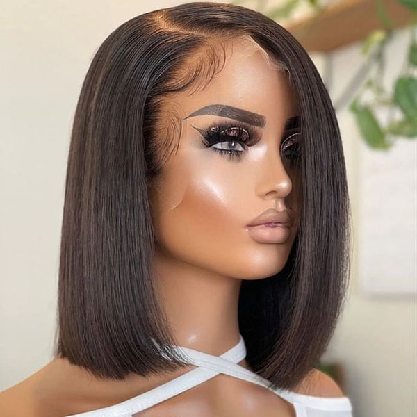 13x4Transparent Lace Frontal Wig Black With Blonde Skunk Stripe Hair  Pre-plucked Human Hair Wig Invisible Lace – Beeos Hair